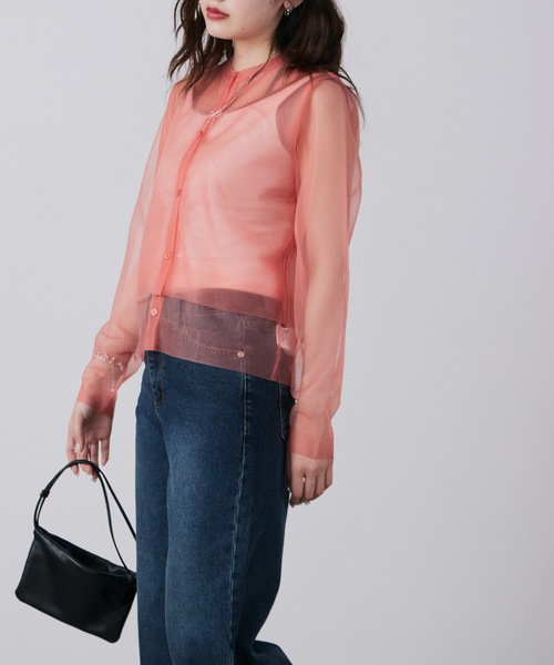 LE CIEL BLEU(ルシェルブルー)の「LE CIEL BLEU/ルシェルブルー Sheer Layered Cardigan シアーレイヤードカーディガン(カーディガン/ボレロ・レディース・ピンク・36)」の1枚目の写真