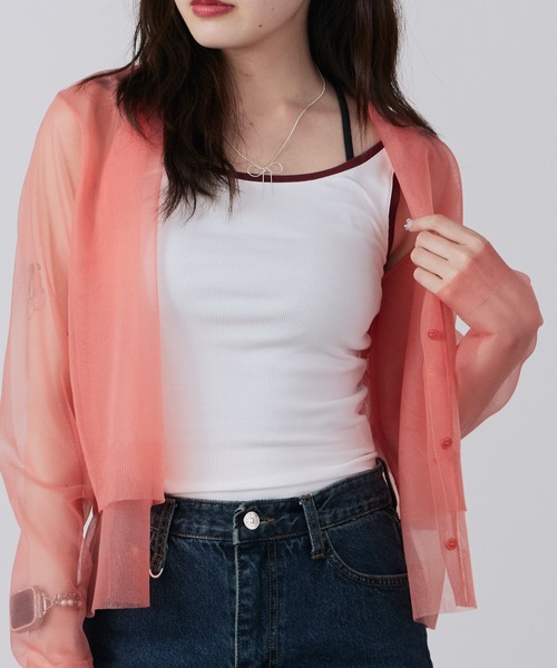LE CIEL BLEU(ルシェルブルー)の「LE CIEL BLEU/ルシェルブルー Sheer Layered Cardigan シアーレイヤードカーディガン(カーディガン/ボレロ・レディース・ピンク・36)」の13枚目の写真