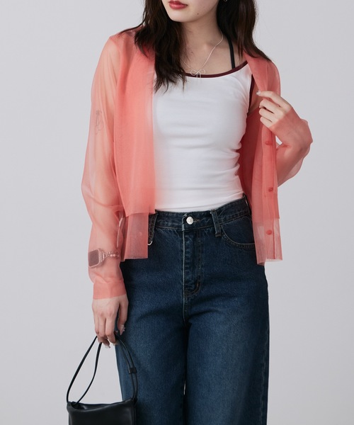 LE CIEL BLEU(ルシェルブルー)の「LE CIEL BLEU/ルシェルブルー Sheer Layered Cardigan シアーレイヤードカーディガン(カーディガン/ボレロ・レディース・ピンク・36)」の14枚目の写真
