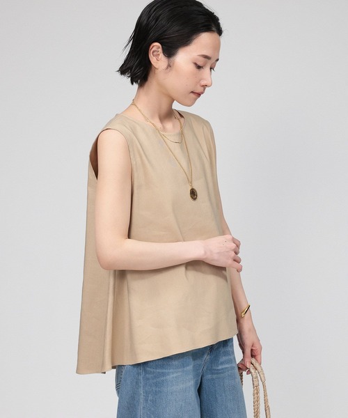 BABYLONE(バビロン)の「リネンレーヨンストレッチブラウス(シャツ/ブラウス・レディース・ベージュ/ブラック/サックスブルー・フリー)」の1枚目の写真