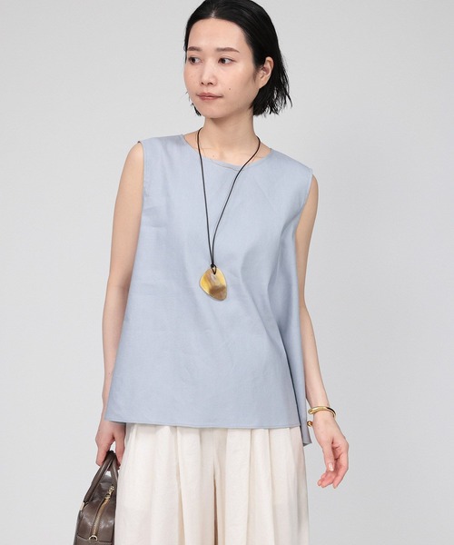 BABYLONE(バビロン)の「リネンレーヨンストレッチブラウス(シャツ/ブラウス・レディース・ベージュ/ブラック/サックスブルー・フリー)」の3枚目の写真