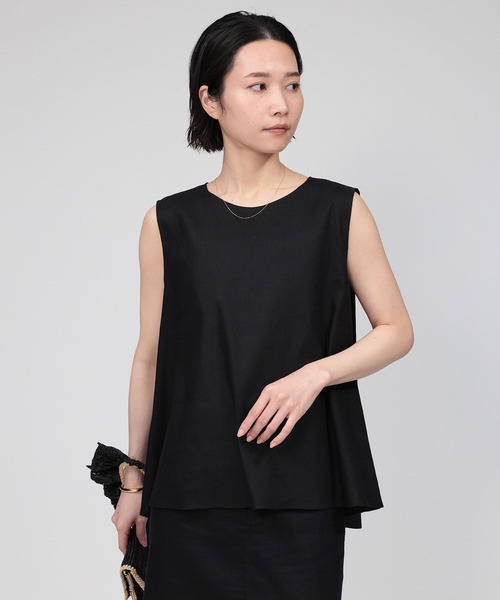 BABYLONE(バビロン)の「リネンレーヨンストレッチブラウス(シャツ/ブラウス・レディース・ベージュ/ブラック/サックスブルー・フリー)」の2枚目の写真