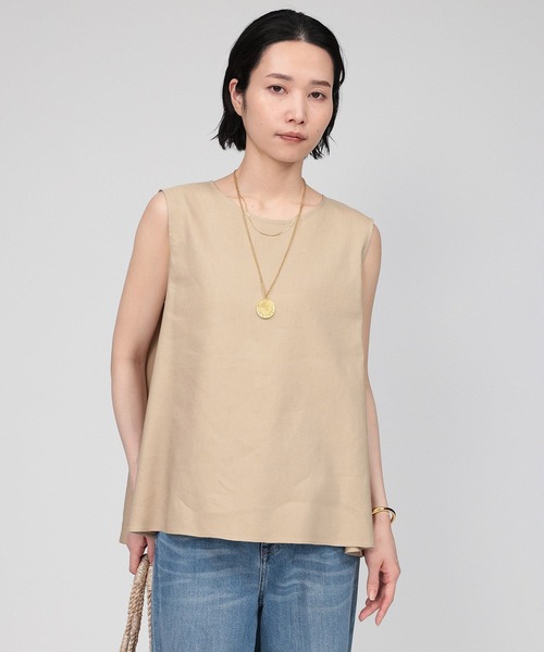 BABYLONE(バビロン)の「リネンレーヨンストレッチブラウス(シャツ/ブラウス・レディース・ベージュ/ブラック/サックスブルー・フリー)」の4枚目の写真