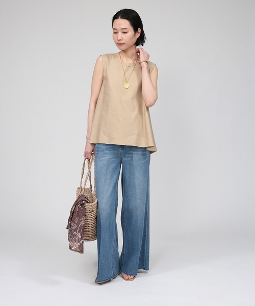 BABYLONE(バビロン)の「リネンレーヨンストレッチブラウス(シャツ/ブラウス・レディース・ベージュ/ブラック/サックスブルー・フリー)」の6枚目の写真