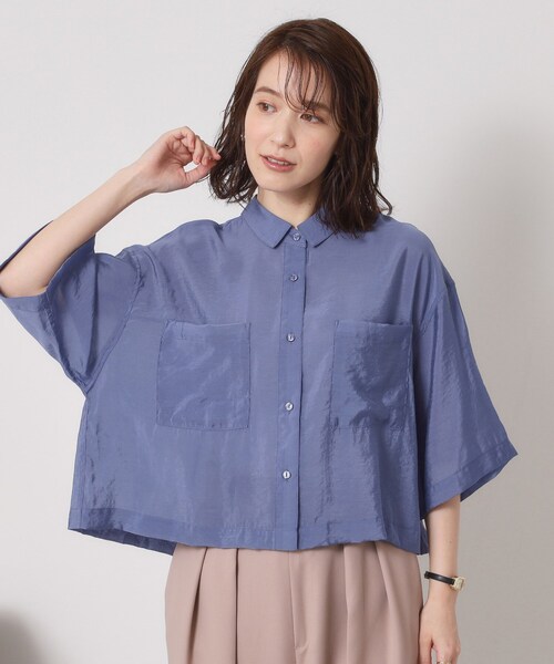 ITS'DEMO（イッツデモ）の「【手洗い可】シアーショート丈シャツ（シャツ/ブラウス・レディース・ブルー/ブラック/オフホワイト/キャメル・00）」の19枚目の写真
