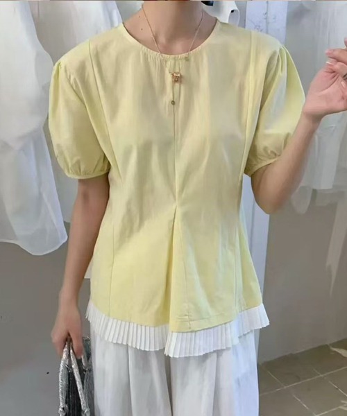 BANICO(バニコ)の「裾プリーツデザイン フレアプルオーバー (SS)(シャツ/ブラウス・レディース・ライトブルー/ホワイト/イエロー・FREE)」の9枚目の写真