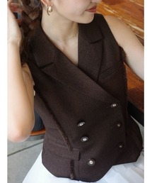 【AKB48千葉恵里さん・水島美結さん着用】テーラードベスト セットアップ 夏服 ノースリーブトップス