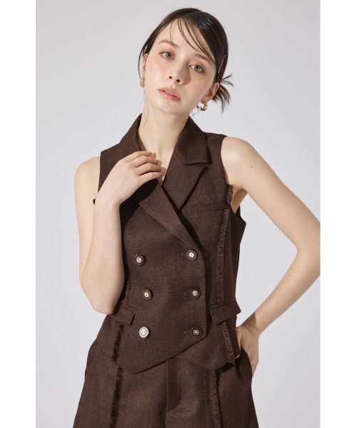 ベスト ジレ 「AKB48千葉恵里さん・水島美結さん着用」テーラードベスト セットアップ 夏服 ノースリーブトップス レディース AKB48千葉恵里さん・水島美結さん着用】テーラードベスト