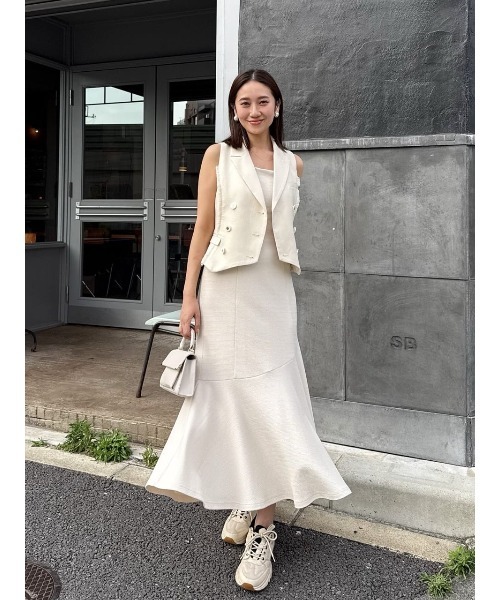 ベスト ジレ 「AKB48千葉恵里さん・水島美結さん着用」テーラードベスト セットアップ 夏服 ノースリーブトップス レディース AKB48千葉恵里さん・水島美結さん着用】テーラードベスト