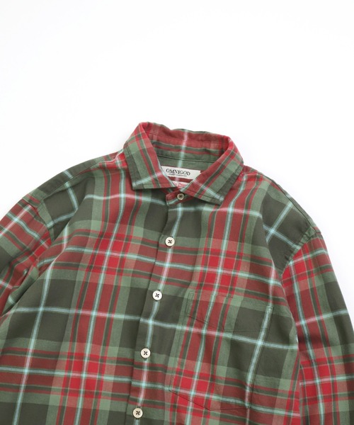 OMNIGOD（オムニゴッド）の「[OMNIGOD womens / オムニゴッド] コットンギャバチェック スプレッドカラーシャツ（シャツ/ブラウス・レディース・レッド系その他/グリーン系その他・0）」の16枚目の写真