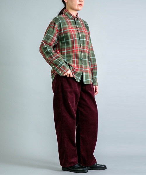 OMNIGOD（オムニゴッド）の「[OMNIGOD womens / オムニゴッド] コットンギャバチェック スプレッドカラーシャツ（シャツ/ブラウス・レディース・レッド系その他/グリーン系その他・0）」の8枚目の写真
