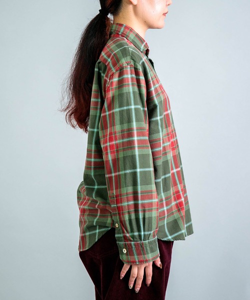 OMNIGOD（オムニゴッド）の「[OMNIGOD womens / オムニゴッド] コットンギャバチェック スプレッドカラーシャツ（シャツ/ブラウス・レディース・レッド系その他/グリーン系その他・0）」の10枚目の写真