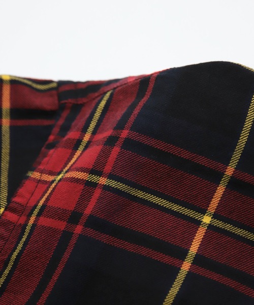 OMNIGOD（オムニゴッド）の「[OMNIGOD womens / オムニゴッド] コットンギャバチェック スプレッドカラーシャツ（シャツ/ブラウス・レディース・レッド系その他/グリーン系その他・0）」の6枚目の写真