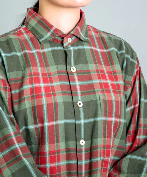 OMNIGOD（オムニゴッド）の「[OMNIGOD womens / オムニゴッド] コットンギャバチェック スプレッドカラーシャツ（シャツ/ブラウス・レディース・レッド系その他/グリーン系その他・0）」の13枚目の写真
