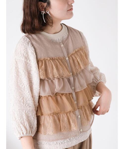 Samansa Mos2（サマンサ モスモス）の「異素材フリルベスト（ベスト・レディース・キナリ/ブラック/ベージュ・F）」の16枚目の写真