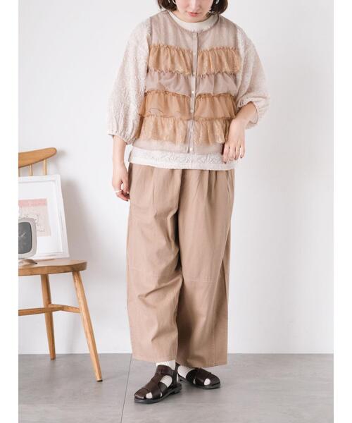 Samansa Mos2（サマンサ モスモス）の「異素材フリルベスト（ベスト・レディース・キナリ/ブラック/ベージュ・F）」の9枚目の写真