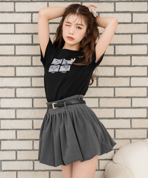 couture BY ROJITA(クチュールバイロジータ)の「ベルト付きバルーンスカパン(スカート・レディース・ブラック/グレー・FREE)」の3枚目の写真