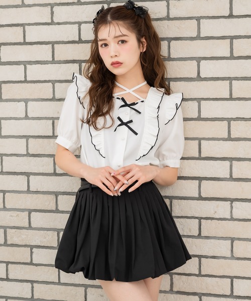 couture BY ROJITA(クチュールバイロジータ)の「ベルト付きバルーンスカパン(スカート・レディース・ブラック/グレー・FREE)」の8枚目の写真