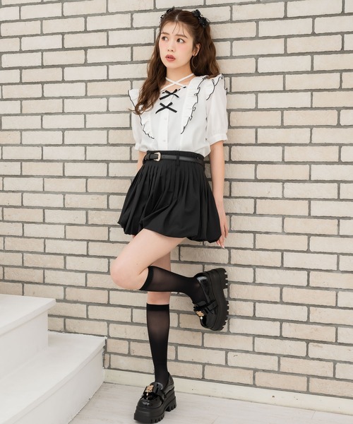 couture BY ROJITA(クチュールバイロジータ)の「ベルト付きバルーンスカパン(スカート・レディース・ブラック/グレー・FREE)」の16枚目の写真