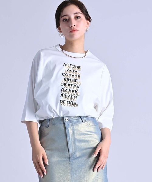 RAW FUDGE（ローファッジ）の「ポイント箔プリントTシャツ（Tシャツ/カットソー・レディース・チャコールグレー/オフホワイト/ブラック・M）」の10枚目の写真