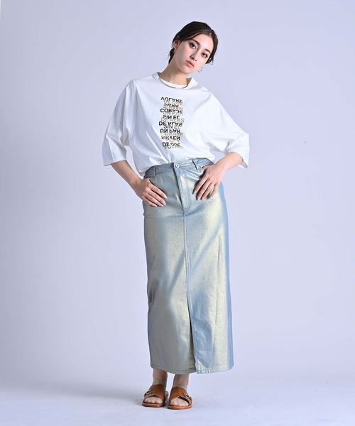 RAW FUDGE（ローファッジ）の「ポイント箔プリントTシャツ（Tシャツ/カットソー・レディース・チャコールグレー/オフホワイト/ブラック・M）」の14枚目の写真