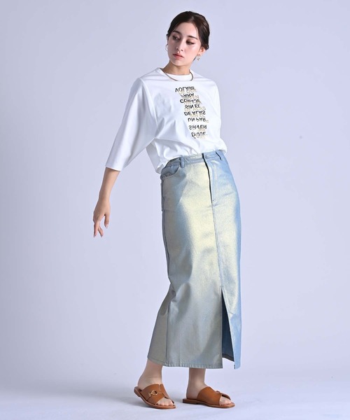 RAW FUDGE（ローファッジ）の「ポイント箔プリントTシャツ（Tシャツ/カットソー・レディース・チャコールグレー/オフホワイト/ブラック・M）」の15枚目の写真