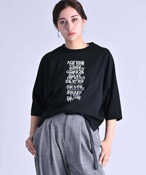 RAW FUDGE（ローファッジ）の「ポイント箔プリントTシャツ（Tシャツ/カットソー・レディース・チャコールグレー/オフホワイト/ブラック・M）」の16枚目の写真