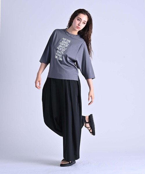 RAW FUDGE（ローファッジ）の「ポイント箔プリントTシャツ（Tシャツ/カットソー・レディース・チャコールグレー/オフホワイト/ブラック・M）」の20枚目の写真