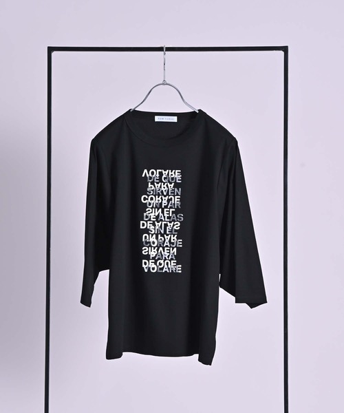 RAW FUDGE（ローファッジ）の「ポイント箔プリントTシャツ（Tシャツ/カットソー・レディース・チャコールグレー/オフホワイト/ブラック・M）」の5枚目の写真