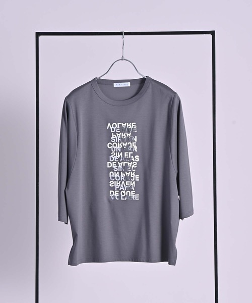 RAW FUDGE（ローファッジ）の「ポイント箔プリントTシャツ（Tシャツ/カットソー・レディース・チャコールグレー/オフホワイト/ブラック・M）」の6枚目の写真