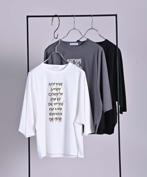 RAW FUDGE（ローファッジ）の「ポイント箔プリントTシャツ（Tシャツ/カットソー・レディース・チャコールグレー/オフホワイト/ブラック・M）」の8枚目の写真