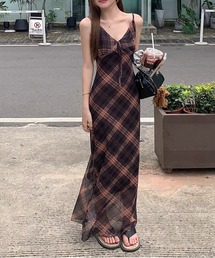 gossip！ロサンゼルス（ゴシップロサンゼルス）の「Y2K ナローシルエット チェック柄キャミワンピース（ワンピース）」