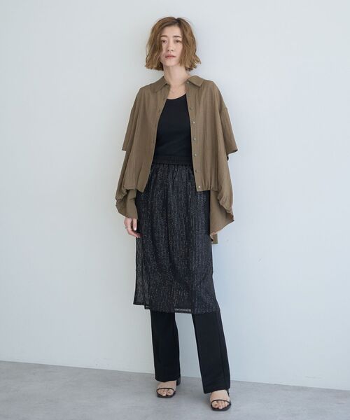 Editt by YECCA VECCA（エディットバイイェッカヴェッカ）の「【接触冷感】裾バルーン切替デザインヘムシャツ（シャツ/ブラウス・レディース・ホワイト/ブラック/カーキ・FREE）」の10枚目の写真