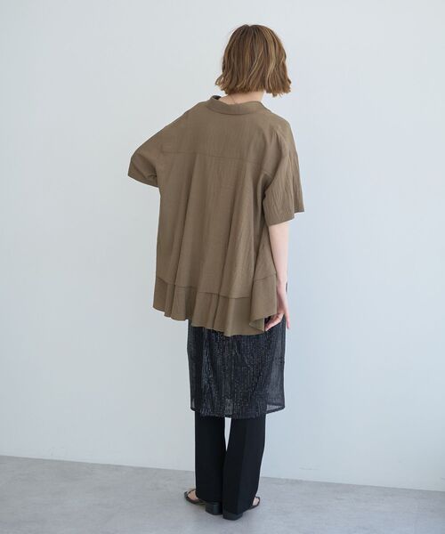 Editt by YECCA VECCA（エディットバイイェッカヴェッカ）の「【接触冷感】裾バルーン切替デザインヘムシャツ（シャツ/ブラウス・レディース・ホワイト/ブラック/カーキ・FREE）」の13枚目の写真