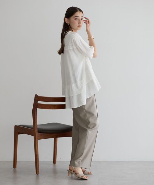 Editt by YECCA VECCA（エディットバイイェッカヴェッカ）の「【接触冷感】裾バルーン切替デザインヘムシャツ（シャツ/ブラウス・レディース・ホワイト/ブラック/カーキ・FREE）」の14枚目の写真