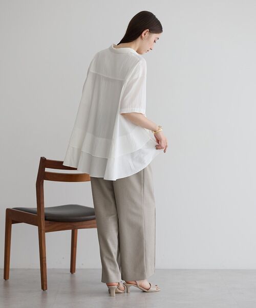 Editt by YECCA VECCA（エディットバイイェッカヴェッカ）の「【接触冷感】裾バルーン切替デザインヘムシャツ（シャツ/ブラウス・レディース・ホワイト/ブラック/カーキ・FREE）」の15枚目の写真