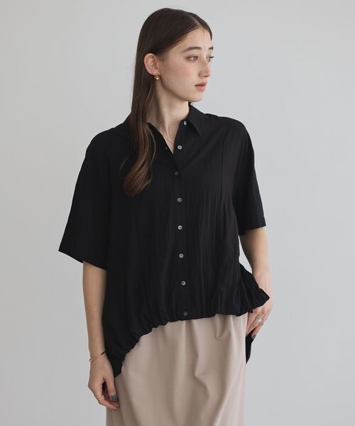 Editt by YECCA VECCA（エディットバイイェッカヴェッカ）の「【接触冷感】裾バルーン切替デザインヘムシャツ（シャツ/ブラウス・レディース・ホワイト/ブラック/カーキ・FREE）」の16枚目の写真