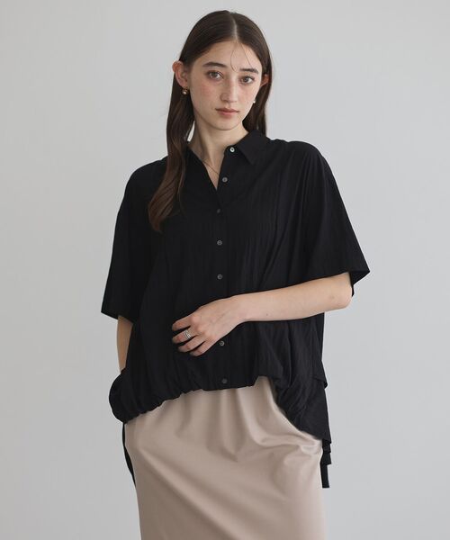 Editt by YECCA VECCA（エディットバイイェッカヴェッカ）の「【接触冷感】裾バルーン切替デザインヘムシャツ（シャツ/ブラウス・レディース・ホワイト/ブラック/カーキ・FREE）」の17枚目の写真