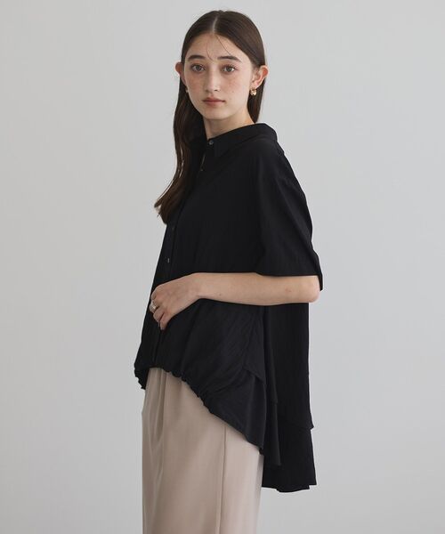 Editt by YECCA VECCA（エディットバイイェッカヴェッカ）の「【接触冷感】裾バルーン切替デザインヘムシャツ（シャツ/ブラウス・レディース・ホワイト/ブラック/カーキ・FREE）」の18枚目の写真