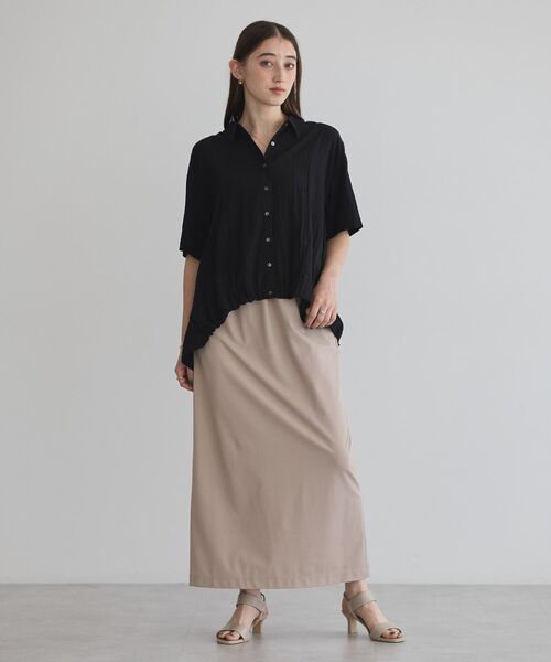 Editt by YECCA VECCA（エディットバイイェッカヴェッカ）の「【接触冷感】裾バルーン切替デザインヘムシャツ（シャツ/ブラウス・レディース・ホワイト/ブラック/カーキ・FREE）」の22枚目の写真