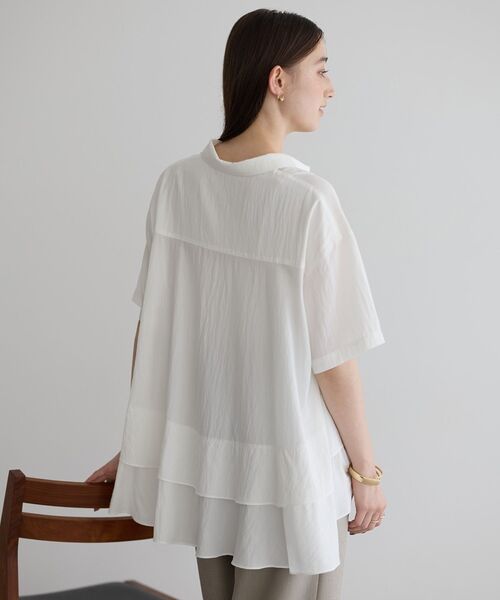 Editt by YECCA VECCA（エディットバイイェッカヴェッカ）の「【接触冷感】裾バルーン切替デザインヘムシャツ（シャツ/ブラウス・レディース・ホワイト/ブラック/カーキ・FREE）」の2枚目の写真
