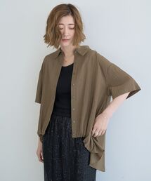 【接触冷感】裾バルーン切替デザインヘムシャツ