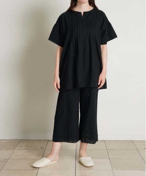 KID BLUE（キッドブルー）の「キッドブルー -２５カットドビーコットン -半袖パジャマ -KNBK375 -kidblue（ルームウェア/パジャマ・レディース・サックスブルー/ブラック・M）」の3枚目の写真