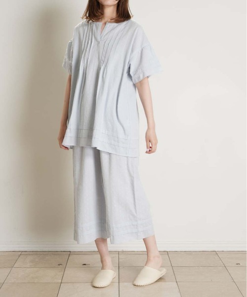 KID BLUE（キッドブルー）の「キッドブルー -２５カットドビーコットン -半袖パジャマ -KNBK375 -kidblue（ルームウェア/パジャマ・レディース・サックスブルー/ブラック・M）」の4枚目の写真