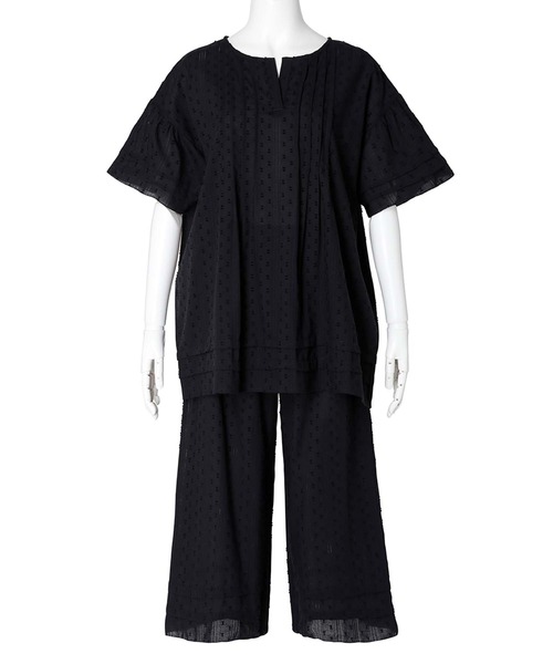 KID BLUE（キッドブルー）の「キッドブルー -２５カットドビーコットン -半袖パジャマ -KNBK375 -kidblue（ルームウェア/パジャマ・レディース・サックスブルー/ブラック・M）」の5枚目の写真