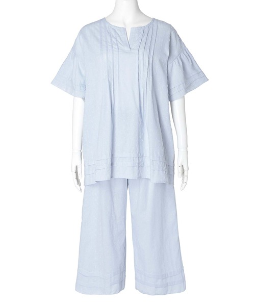 KID BLUE（キッドブルー）の「キッドブルー -２５カットドビーコットン -半袖パジャマ -KNBK375 -kidblue（ルームウェア/パジャマ・レディース・サックスブルー/ブラック・M）」の13枚目の写真