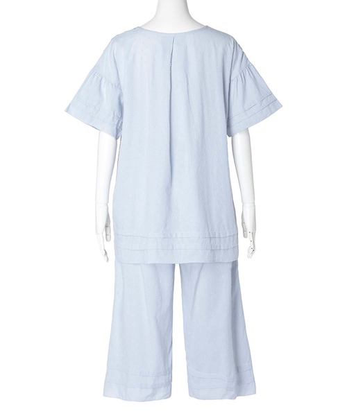 KID BLUE（キッドブルー）の「キッドブルー -２５カットドビーコットン -半袖パジャマ -KNBK375 -kidblue（ルームウェア/パジャマ・レディース・サックスブルー/ブラック・M）」の15枚目の写真