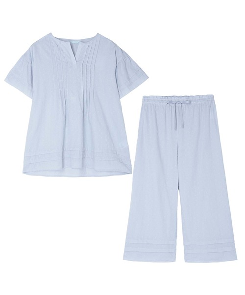 KID BLUE（キッドブルー）の「キッドブルー -２５カットドビーコットン -半袖パジャマ -KNBK375 -kidblue（ルームウェア/パジャマ・レディース・サックスブルー/ブラック・M）」の12枚目の写真
