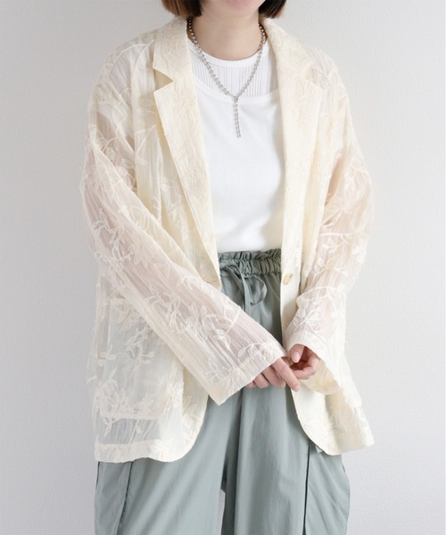 cepo（セポ）の「〈セットアップ対応〉フラワー刺繍テーラードジャケット（テーラードジャケット・レディース・ブラウン/オフホワイト・M）」の9枚目の写真