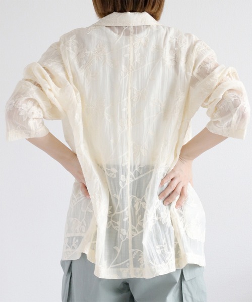 cepo（セポ）の「〈セットアップ対応〉フラワー刺繍テーラードジャケット（テーラードジャケット・レディース・ブラウン/オフホワイト・M）」の6枚目の写真